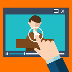Vector webinar concept in flat style video player online education