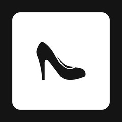 Womens shoe with heels icon in simple style isolated on white background. Wear symbol vector illustration