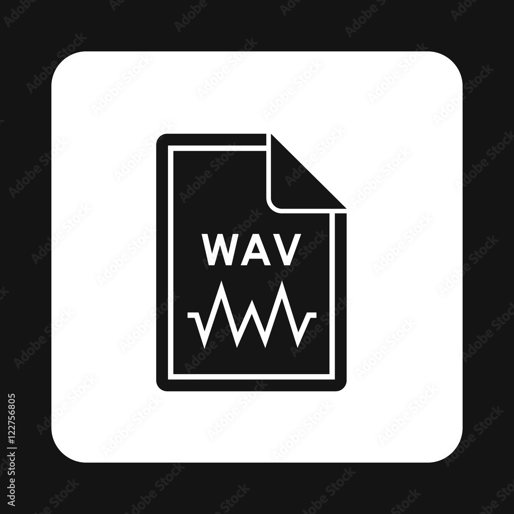 Poster file wav icon in simple style isolated on white background. document type symbol vector illustration