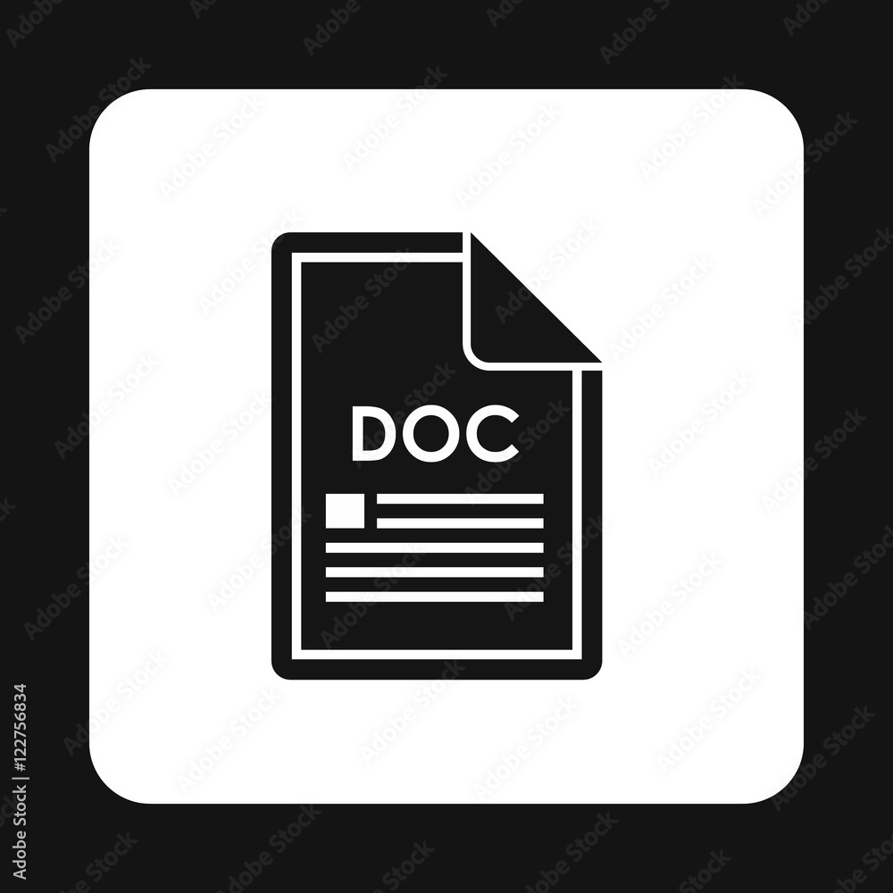 Poster file doc icon in simple style isolated on white background. document type symbol vector illustration