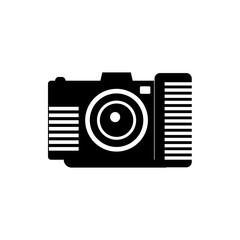 Camera icon in simple style isolated on white background. Shooting symbol vector illustration