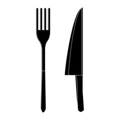 Knife and fork icon in simple style isolated on white background. Cutlery symbol vector illustration