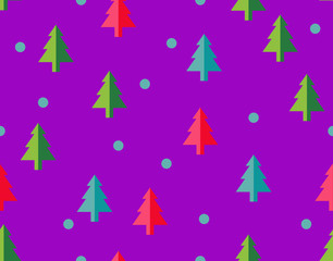 Seamless pattern Christmas trees for new year greeting card/wallpaper background. Vector Illustration.
