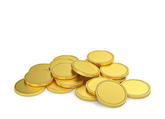 Gold coins isolated on white