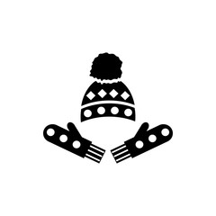 Hat and gloves icon in simple style isolated on white background. Wear symbol vector illustration