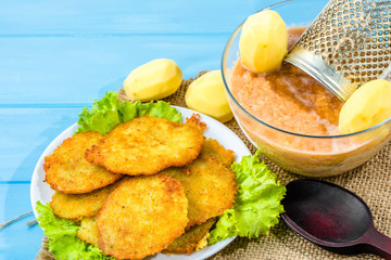 Fried potato pancakes, homemade cooking recipe