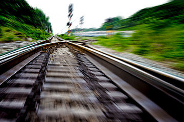 railway track, train fast run on railway track