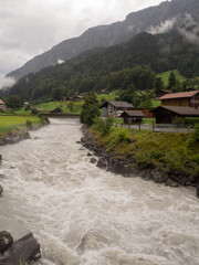 Fototapeta na wymiar paisajes Suizos de vuelta a Interlaken desde Männlichen , vista del río OLYMPUS DIGITAL CAMERA