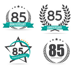 Template Logo 85 Years Anniversary Set Vector Illustration