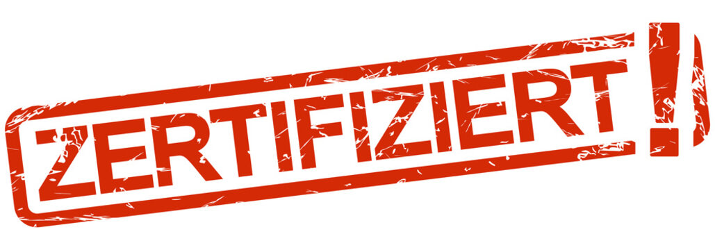 red stamp with text zertifiziert
