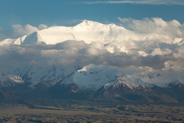 View of Lenin Peak, Pamir Mountains, Kyrgyzstan, Central Asia