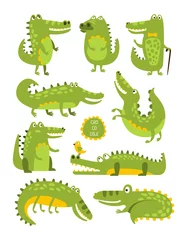 Fototapeten Crocodile Cute Character In Different Poses Childish Stickers © topvectors