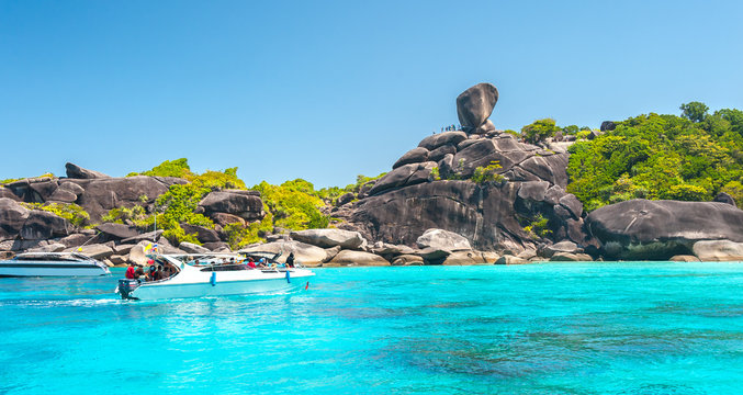 Beautiful view of Koh Similan No.8 Island with Sailing Boat Rock
