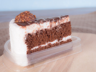 Chocolate Cake  on cutting boards. on Wooden table .

