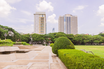 Bangkok, Thailand - June 5, 2016: Front area of Chulalongkorn university facing to Faculty of Science buildings