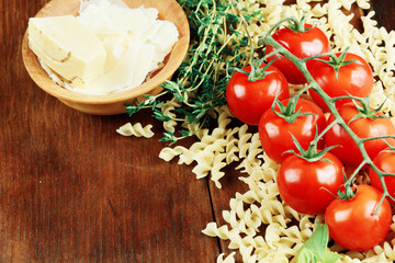 Raw fusilli pasta background