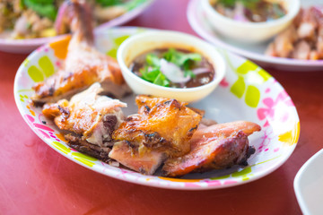 Grilled chicken, selective focus