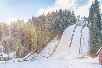 Jump ski ramp in Vorokhta, Ukraine