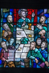 Stained glass window in Monserrate Mountain Church