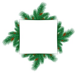 Frame with branches of spruce.