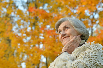 senior woman in  autumn park