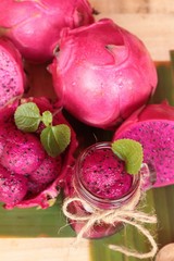 Fresh dragon fruit organic with smoothie tasty.