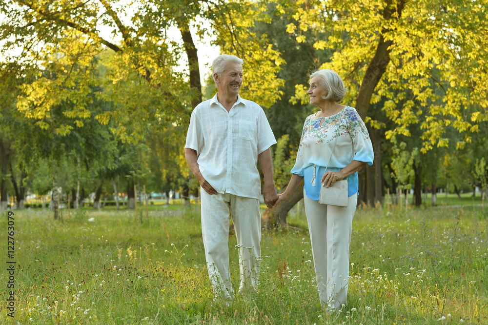 Canvas Prints mature couple on walk in summer