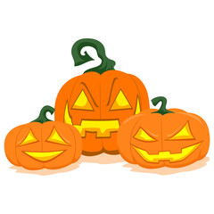 Vector Illustration of three Halloween Pumpkin Display