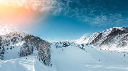 Obraz premium Mountain landscape panorama, ski slope
