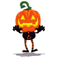 Vector Illustration of Pumpkin Clown Ghost