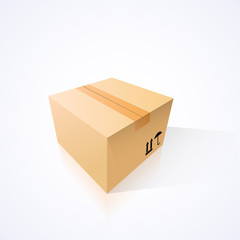 Closed cardboard box, vector illustration, isolated