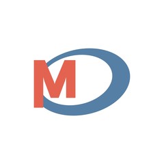 M letter initial in oval logo design
