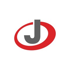 J letter initial in oval logo design