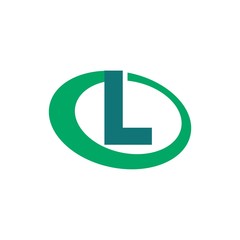 L letter initial in oval logo design
