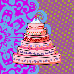 Wedding cake with a pair of swans