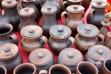 Closeup view of an earthenware on display at the local shopping