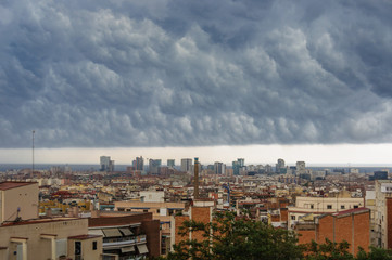 Fototapeta premium Huge storm over Barcelona, Spain