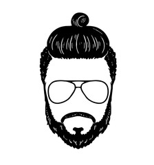 Barbershop Hipster beard Mustache Glasses Hairstyle Vector image