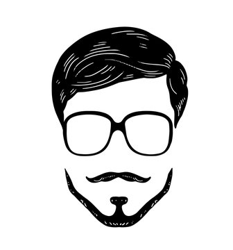 Barbershop Hipster beard Mustache Glasses Hairstyle Vector image