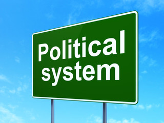 Politics concept: Political System on road sign background
