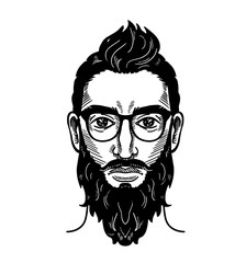 Portrait of bearded man for barbershop Hipster style