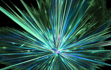 Shining a fantastic radial blast blue tint.Fractal art graphics