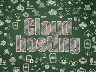 Cloud computing concept: Cloud Hosting on School board background