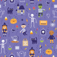 Materiał do szycia Fioletowy halloween super wzór