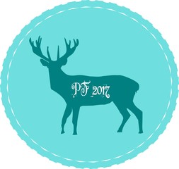 PF 2017 deer. Vector illustration. New year wish.