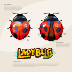 ladybug with typographic design. logotype. insect concept - vect