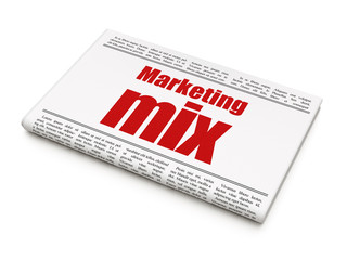Advertising concept: newspaper headline Marketing Mix