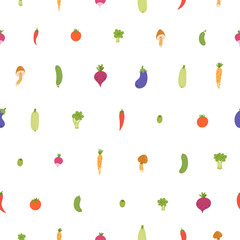 Mixed vegetables seamless pattern on white background