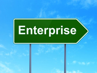 Business concept: Enterprise on road sign background