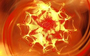 Abstract blurred scene depicting an fire flower. Fractal art graphics